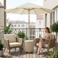 NAYSAYE Table d'appoint à parasol - table de patio extérieure avec trou pour parasol, table basse moderne de bord de piscine pour porche, pique-nique et jardin, montage facile