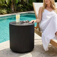 NAYSAYE Table d'appoint à parasol - table de patio extérieure avec trou pour parasol, table basse moderne de bord de piscine pour porche, pique-nique et jardin, montage facile
