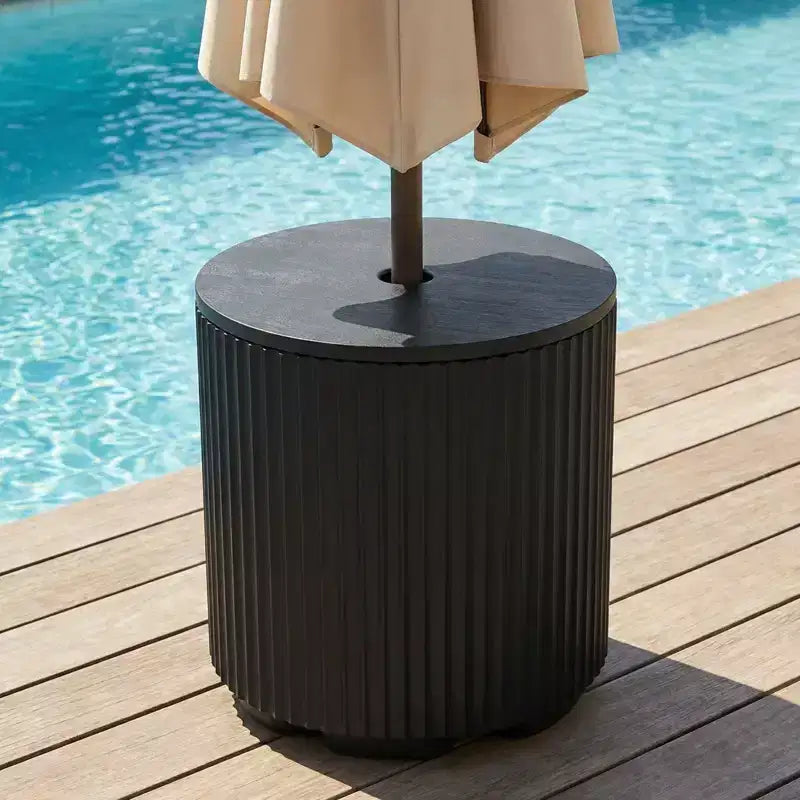 NAYSAYE Umbrella Side Table - Outdoor Patio Table with Umbrella Hole, Modern Poolside Coffee Table for Porch, Picnic and Backyard, Easy Assembly