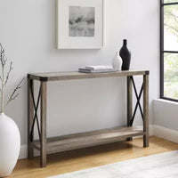 Table d'entrée Modern Farmhouse Metal-X avec étagère inférieure