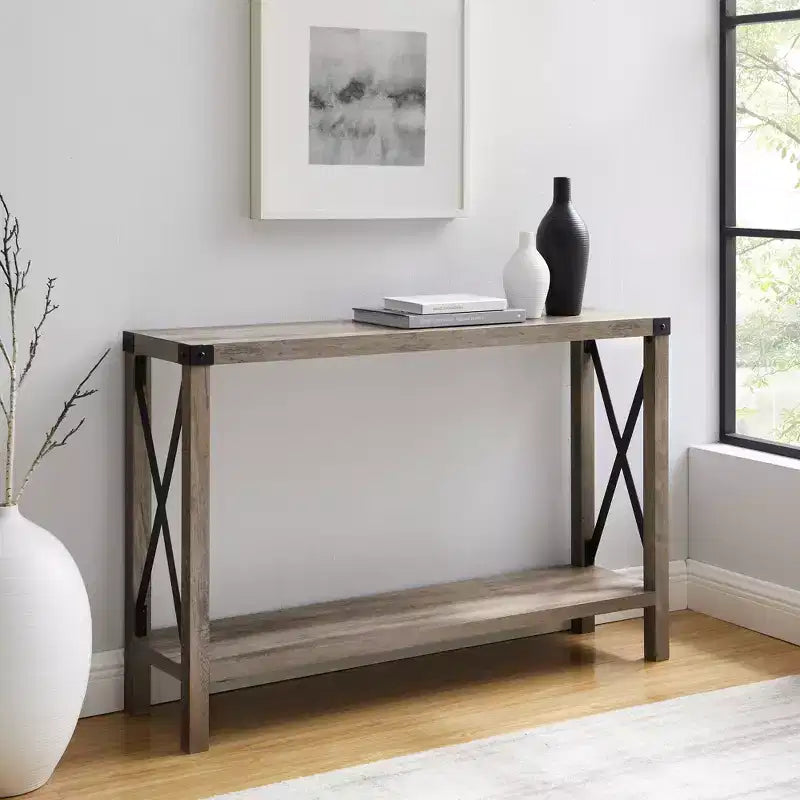 Table d'entrée Modern Farmhouse Metal-X avec étagère inférieure