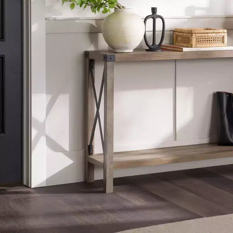 Table d'entrée Modern Farmhouse Metal-X avec étagère inférieure