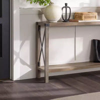 Table d'entrée Modern Farmhouse Metal-X avec étagère inférieure