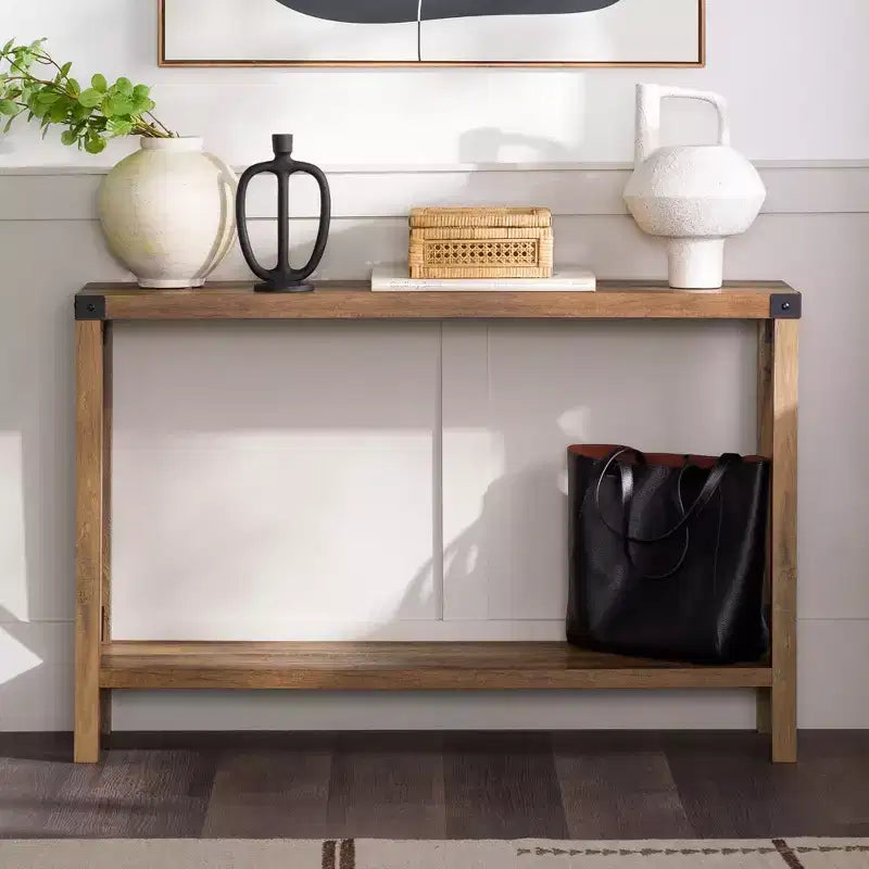 Table d'entrée Modern Farmhouse Metal-X avec étagère inférieure