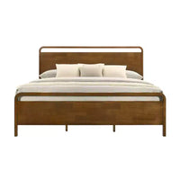 Ensemble de chambre Roundhill Furniture Eldren en bois, lit plateforme avec commode, miroir et table de chevet, finition noyer