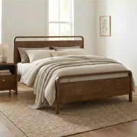 Ensemble de chambre Roundhill Furniture Eldren en bois, lit plateforme avec commode, miroir et table de chevet, finition noyer