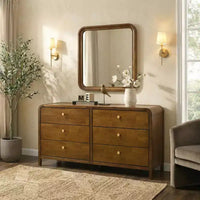 Ensemble de chambre Roundhill Furniture Eldren en bois, lit plateforme avec commode, miroir et table de chevet, finition noyer