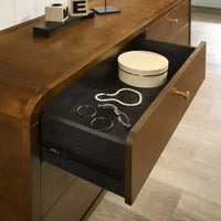 Ensemble de chambre Roundhill Furniture Eldren en bois, lit plateforme avec commode, miroir et table de chevet, finition noyer
