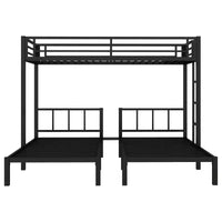 Lit superposé triple en métal Bellemave, deux lits jumeaux superposés et un lit jumeau, en forme de L détachable, convertible en 3 lits, barrières de sécurité et étagère, noir
