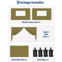 Parois latérales pour auvent 3x3m – Imperméables, protection UV 99%, panneaux durables pour extérieur – Installation facile pour tente pop-up
