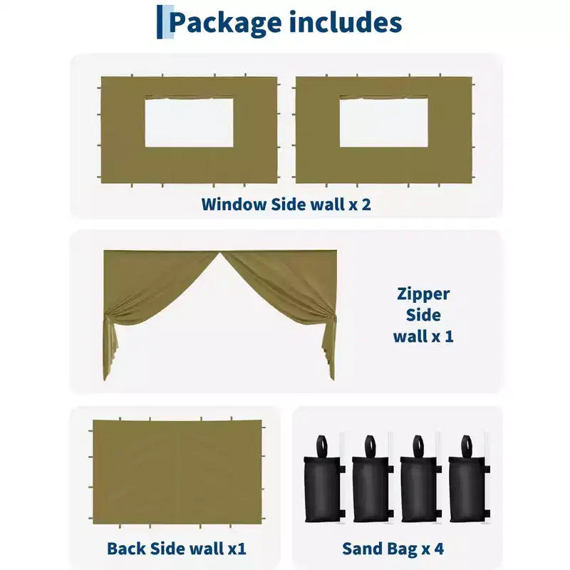 Parois latérales pour auvent 3x3m – Imperméables, protection UV 99%, panneaux durables pour extérieur – Installation facile pour tente pop-up
