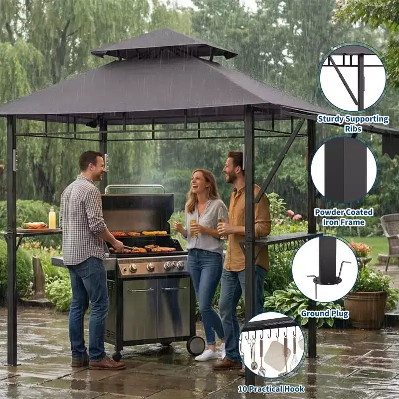 Tonnelle de barbecue d'extérieur durable pour jardin - Abri robuste, résistant aux intempéries, idéal pour terrasse et jardin