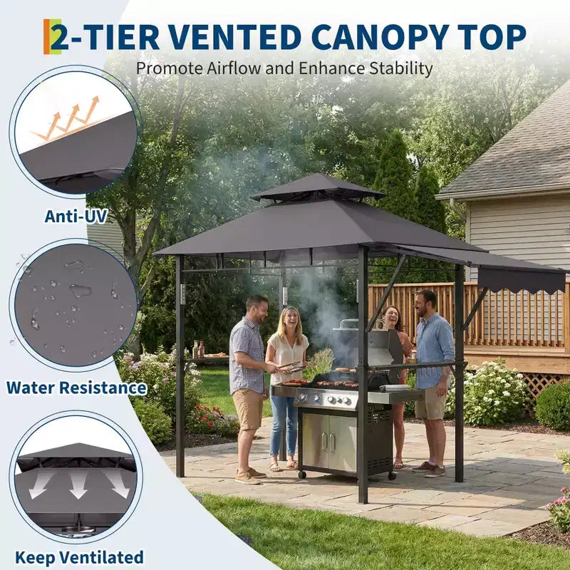 Tonnelle de barbecue d'extérieur durable pour jardin - Abri robuste, résistant aux intempéries, idéal pour terrasse et jardin