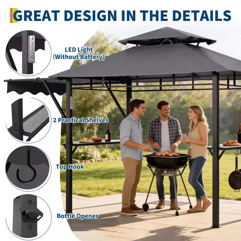 Tonnelle de barbecue d'extérieur durable pour jardin - Abri robuste, résistant aux intempéries, idéal pour terrasse et jardin