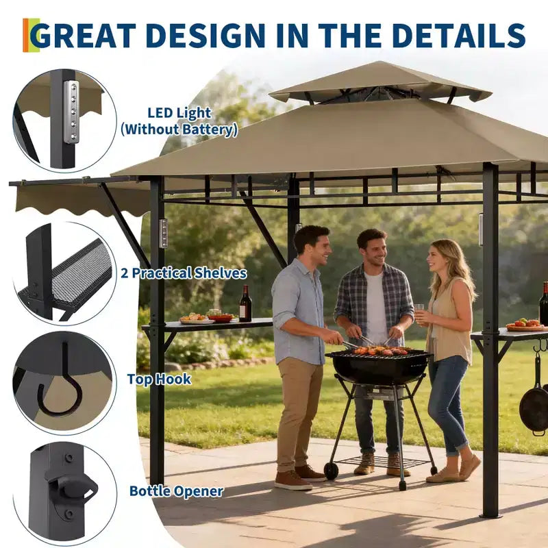 Tonnelle de barbecue d'extérieur durable pour jardin - Abri robuste, résistant aux intempéries, idéal pour terrasse et jardin