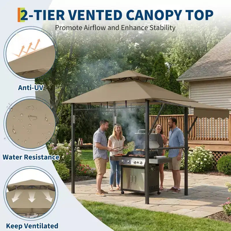 Tonnelle de barbecue d'extérieur durable pour jardin - Abri robuste, résistant aux intempéries, idéal pour terrasse et jardin