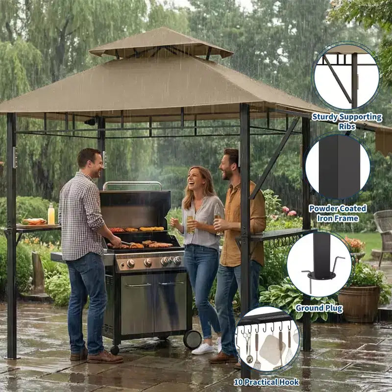 Tonnelle de barbecue d'extérieur durable pour jardin - Abri robuste, résistant aux intempéries, idéal pour terrasse et jardin