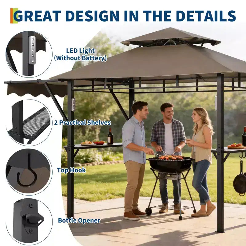 Tonnelle de barbecue d'extérieur durable pour jardin - Abri robuste, résistant aux intempéries, idéal pour terrasse et jardin