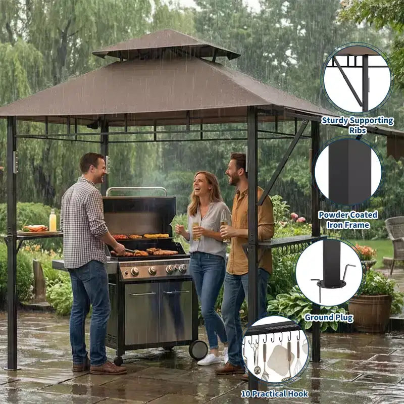 Tonnelle de barbecue d'extérieur durable pour jardin - Abri robuste, résistant aux intempéries, idéal pour terrasse et jardin