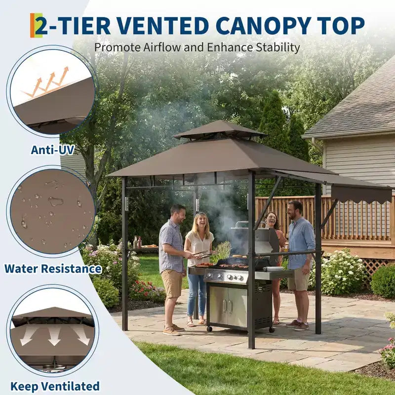 Tonnelle de barbecue d'extérieur durable pour jardin - Abri robuste, résistant aux intempéries, idéal pour terrasse et jardin