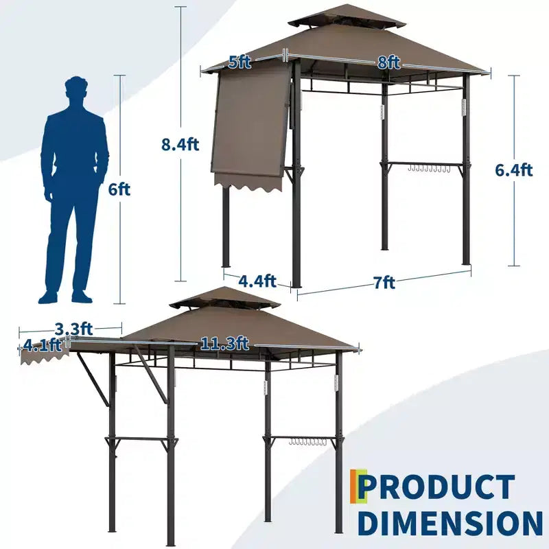 Tonnelle de barbecue d'extérieur durable pour jardin - Abri robuste, résistant aux intempéries, idéal pour terrasse et jardin
