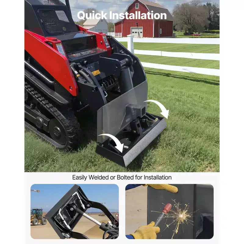 Plaque de montage pour mini-chargeuse VEVOR 1/4 po avec attelage récepteur double, plaque de montage universelle à attache rapide, capacité de 680 kg, plaques de chargeur en acier robuste, grise
