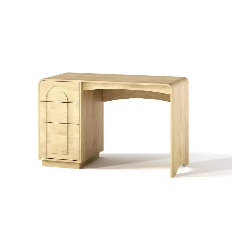 Bestier Bureau d'ordinateur avec 3 tiroirs, bureau de 120 cm avec rangement de classement, bureau d'écriture avec design incurvé, idéal pour les petits espaces