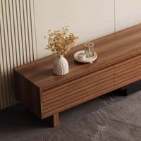Meuble TV extensible Luck Live du milieu du siècle 78,74-102,3 po avec 3 tiroirs, façade texturée et console multimédia moderne pour salon