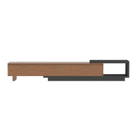 Meuble TV extensible Luck Live du milieu du siècle 78,74-102,3 po avec 3 tiroirs, façade texturée et console multimédia moderne pour salon