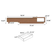 Meuble TV extensible Luck Live du milieu du siècle 78,74-102,3 po avec 3 tiroirs, façade texturée et console multimédia moderne pour salon