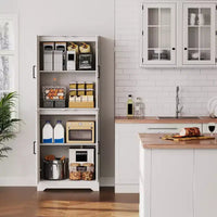 Armoire de cuisine de style ferme, 71 armoire de rangement haute en bois avec 4 portes et étagères réglables, buffet pour salle à manger et salon