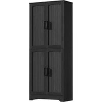 Armoire de cuisine de style ferme, 71 armoire de rangement haute en bois avec 4 portes et étagères réglables, buffet pour salle à manger et salon