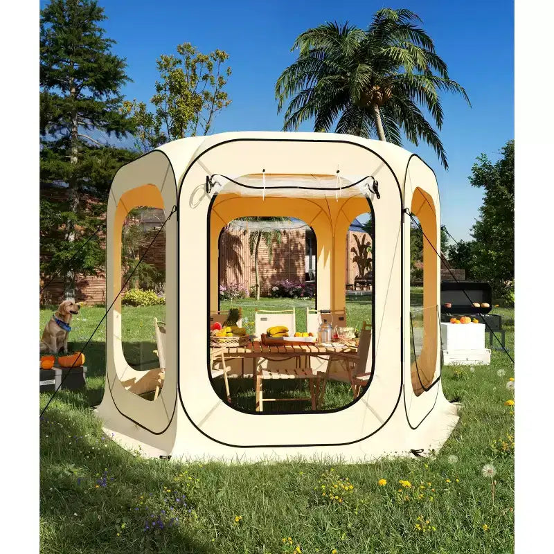 Tente bulle pop-up toutes saisons, tente de pluie transparente, abri solaire de camping instantané avec sac de transport pour patio, jardin, terrasse