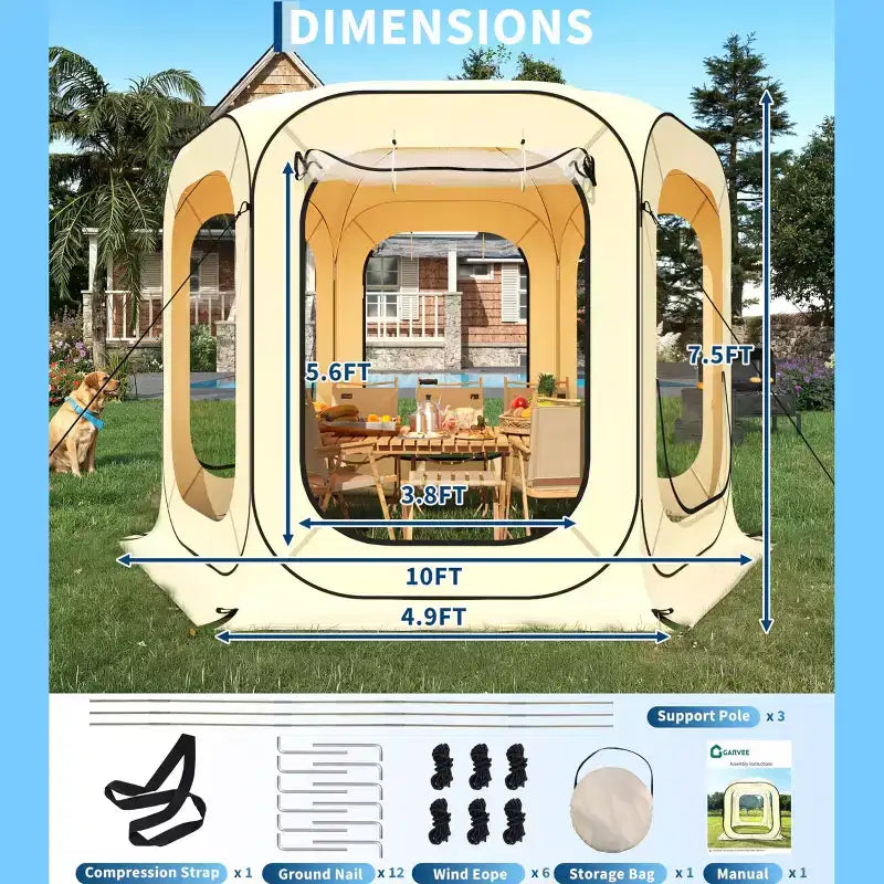 Tente bulle pop-up toutes saisons, tente de pluie transparente, abri solaire de camping instantané avec sac de transport pour patio, jardin, terrasse