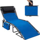 5-Position Adjustable Chaise Lounge - 75 Outdoor Sun Tanning Chair with Pillow & Side Pocket, Portable Folding Recliner for Beach(1-Pack)