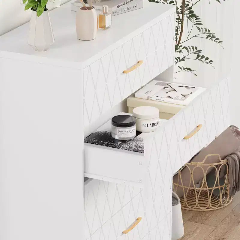 Commodes en bois 5 tiroirs pour chambre, coffre à tiroirs en bois avec poignées dorées pour placard, table de chevet moderne, armoire organiseur de rangement