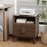 Table de chevet cannelée moderne, lot de 2, table de chevet en bois, 2 tiroirs et étagère de rangement ouverte, table d'appoint avec prises
