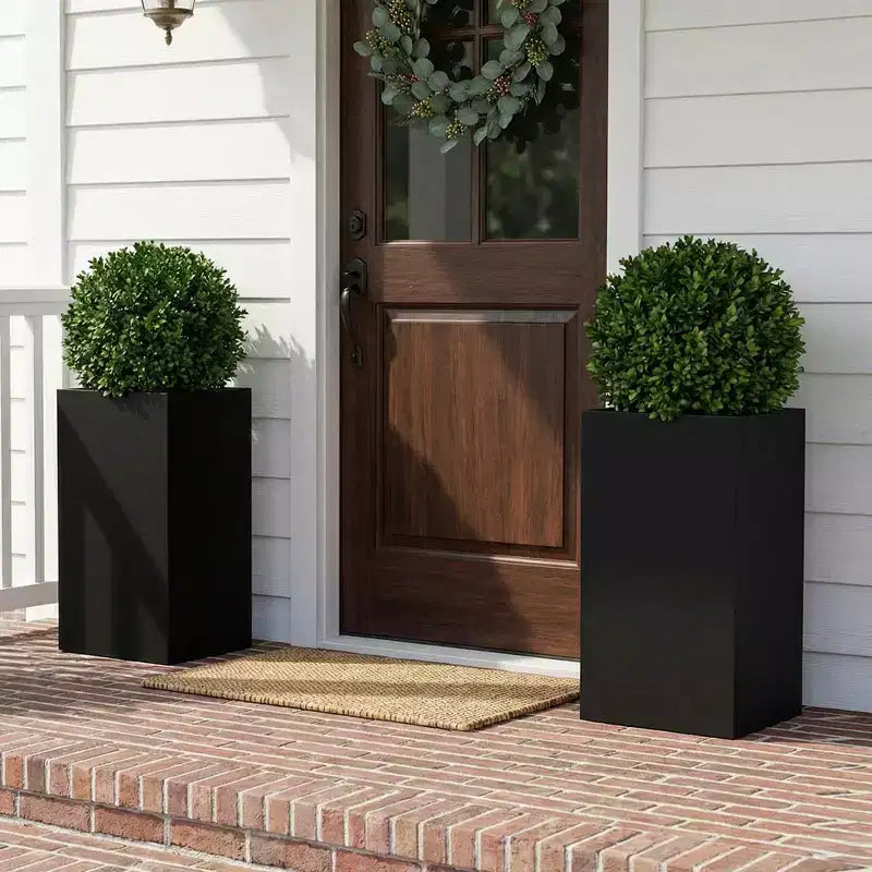 PexFix 2 pièces jardinières métalliques rectangulaires extérieures avec trous de drainage et étagère à insérer, grands pots de jardinière pour porche, patio, jardin, décor intérieur