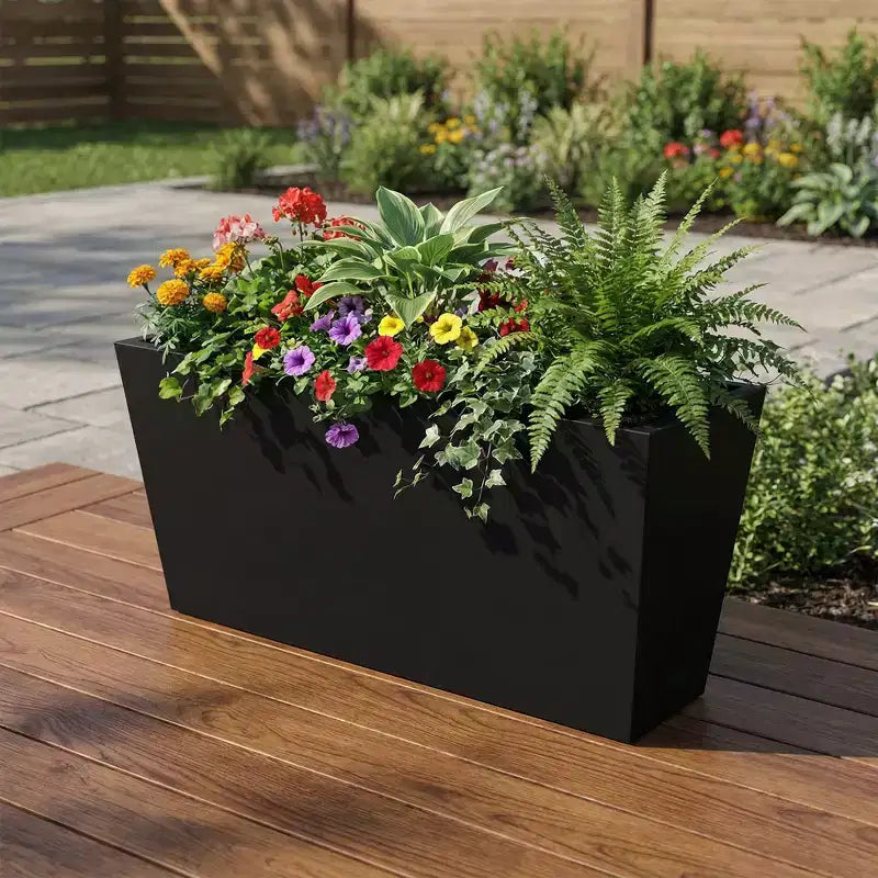 PexFix Jardinière conique en métal noir avec trous de drainage, grands pots de fleurs pour l'intérieur et l'extérieur, terrasse, jardin, décoration de café commercial