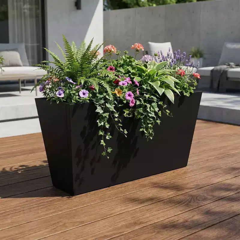 PexFix Jardinière conique en métal noir avec trous de drainage, grands pots de fleurs pour l'intérieur et l'extérieur, terrasse, jardin, décoration de café commercial
