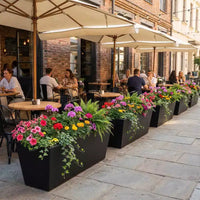 PexFix Jardinière conique en métal noir avec trous de drainage, grands pots de fleurs pour l'intérieur et l'extérieur, terrasse, jardin, décoration de café commercial