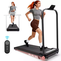 Tapis roulant pliable Whisen 2 en 1 amélioré, équipement d'exercice à domicile, tapis de marche sous le bureau avec barre de maintien et inclinaison