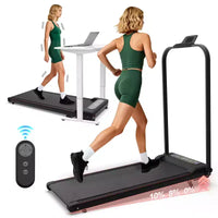 Tapis roulant pliable Whisen 2 en 1 amélioré, équipement d'exercice à domicile, tapis de marche sous le bureau avec barre de maintien et inclinaison