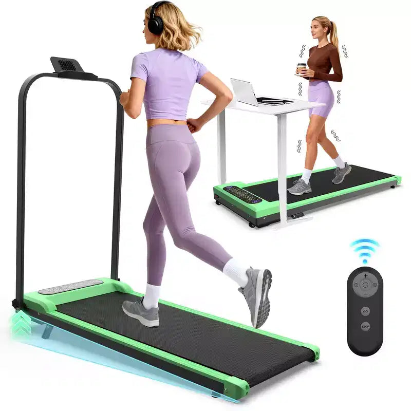 Tapis roulant pliable Whisen 2 en 1 amélioré, équipement d'exercice à domicile, tapis de marche sous le bureau avec barre de maintien et inclinaison
