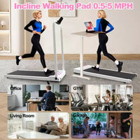 Tapis roulant pliable Whisen 2 en 1 amélioré, équipement d'exercice à domicile, tapis de marche sous le bureau avec barre de maintien et inclinaison