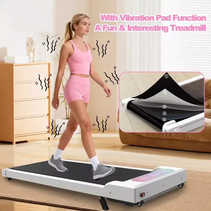 Tapis roulant pliable Whisen 2 en 1 amélioré, équipement d'exercice à domicile, tapis de marche sous le bureau avec barre de maintien et inclinaison