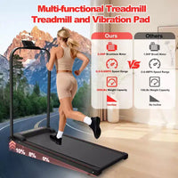 Tapis roulant pliable Whisen 2 en 1 amélioré, équipement d'exercice à domicile, tapis de marche sous le bureau avec barre de maintien et inclinaison