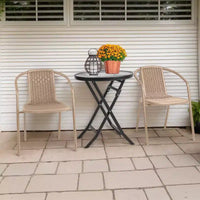 Karl Home Chaises de salle à manger d'extérieur empilables en rotin tressé PE, lot de 2