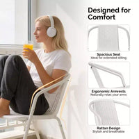 Karl Home Chaises de salle à manger d'extérieur empilables en rotin tressé PE, lot de 2