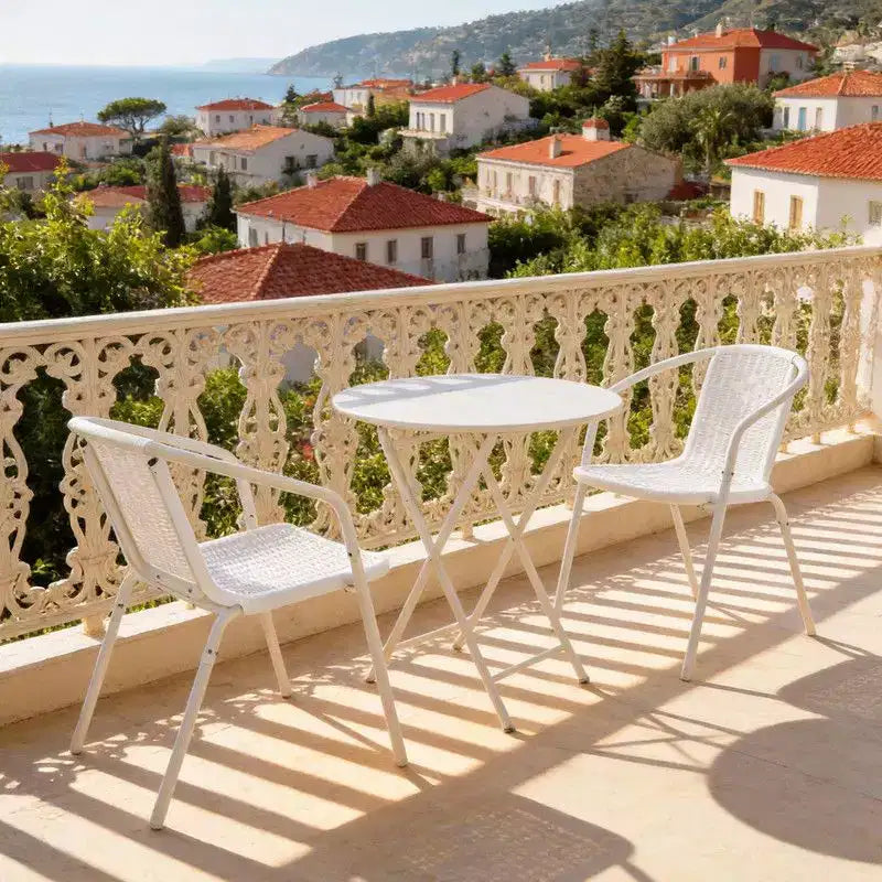 Karl Home Chaises de salle à manger d'extérieur empilables en rotin tressé PE, lot de 2